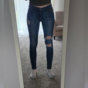 26x30 Flying Monkey Dark Blue Distressed Skinny Jeans